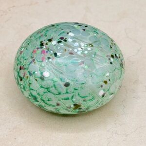 Vintage 1980's Isle Of Wight Paperweight Iridescent Splatter  "Meadow Garden"